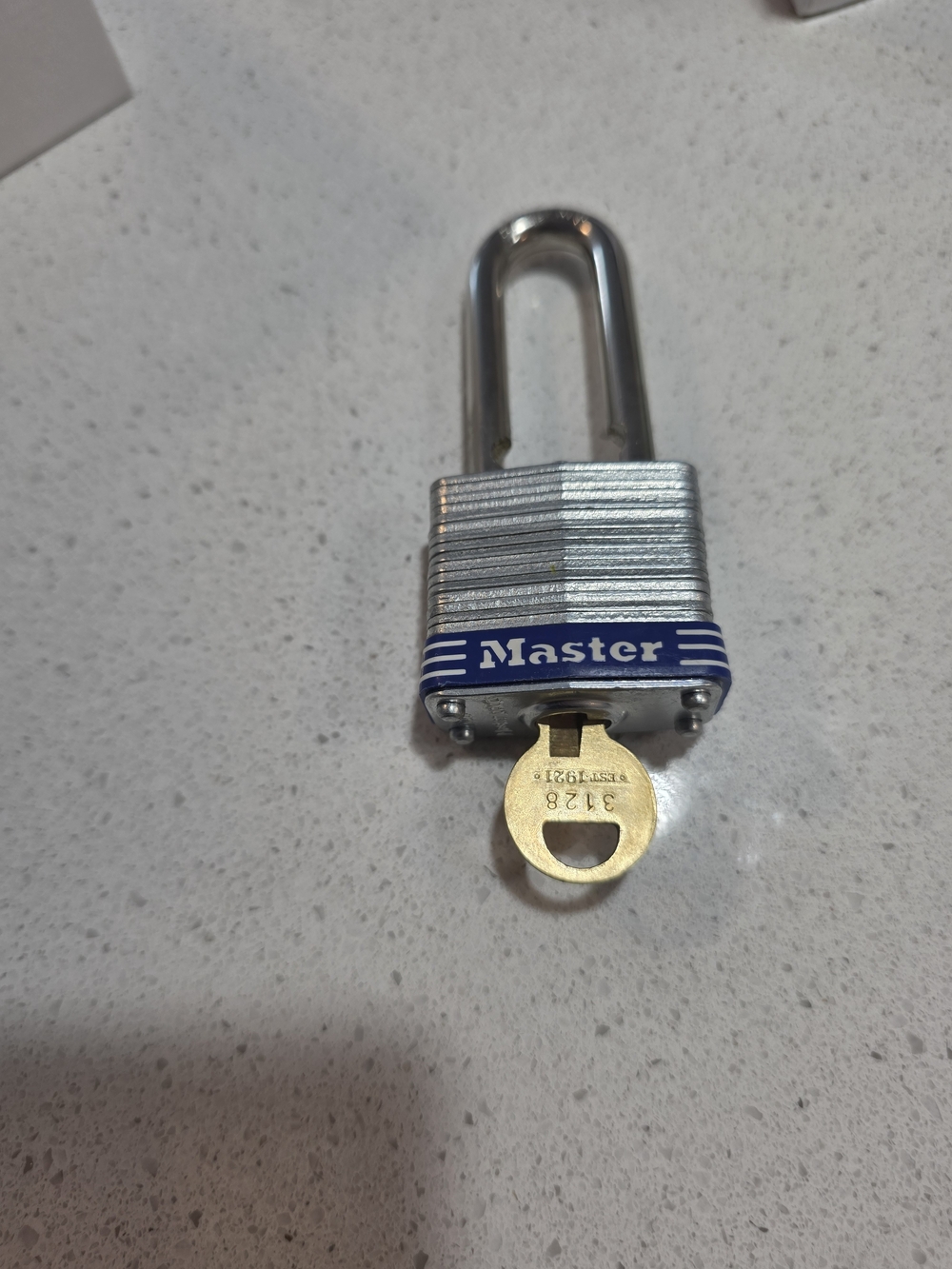 Master Padlock with Key - Silver and Blue